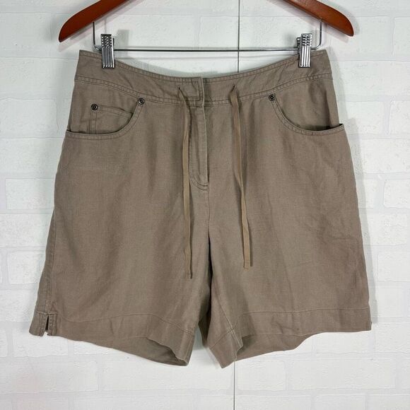 J Jill Women’s linen shorts size 8 light brown summer - Picture 1 of 16